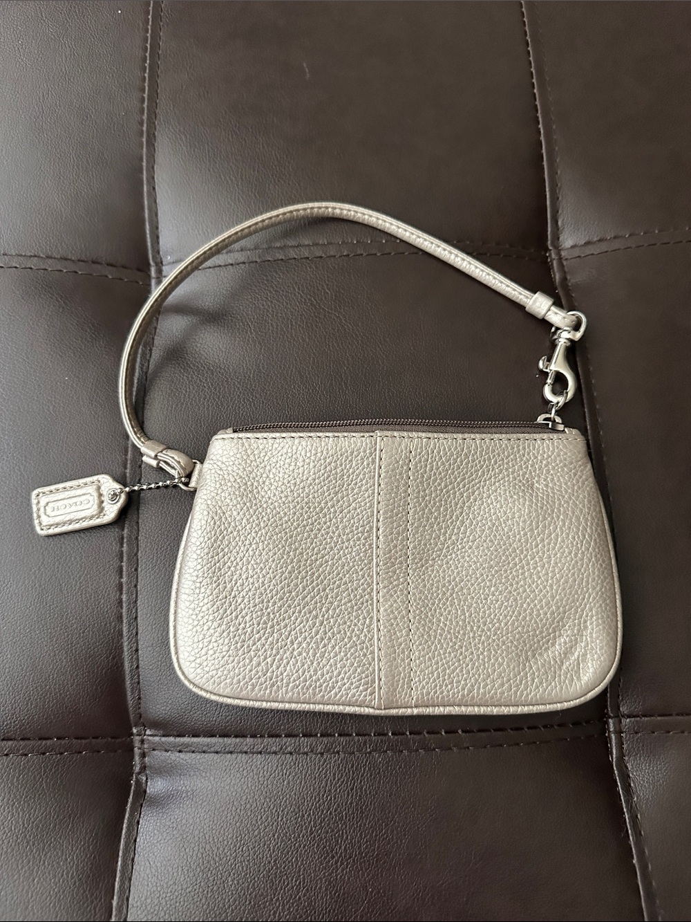Coach Platinum Leather Wristlet Wallet - Picture 6 of 11